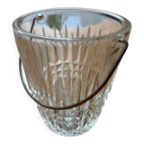 Glass ice bucket, stainless steel handle