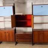 Vintage Italian bookcase in wood and metal, 1960