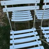 Set of 4 vintage folding chairs in metal and wood