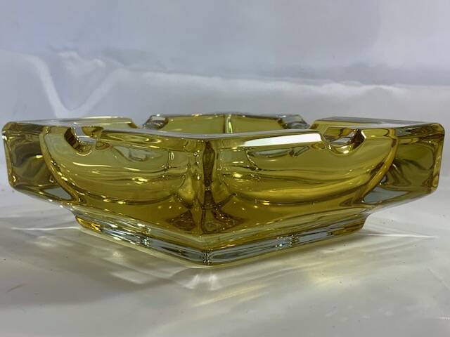 Adnet vintage leather crystal ashtray