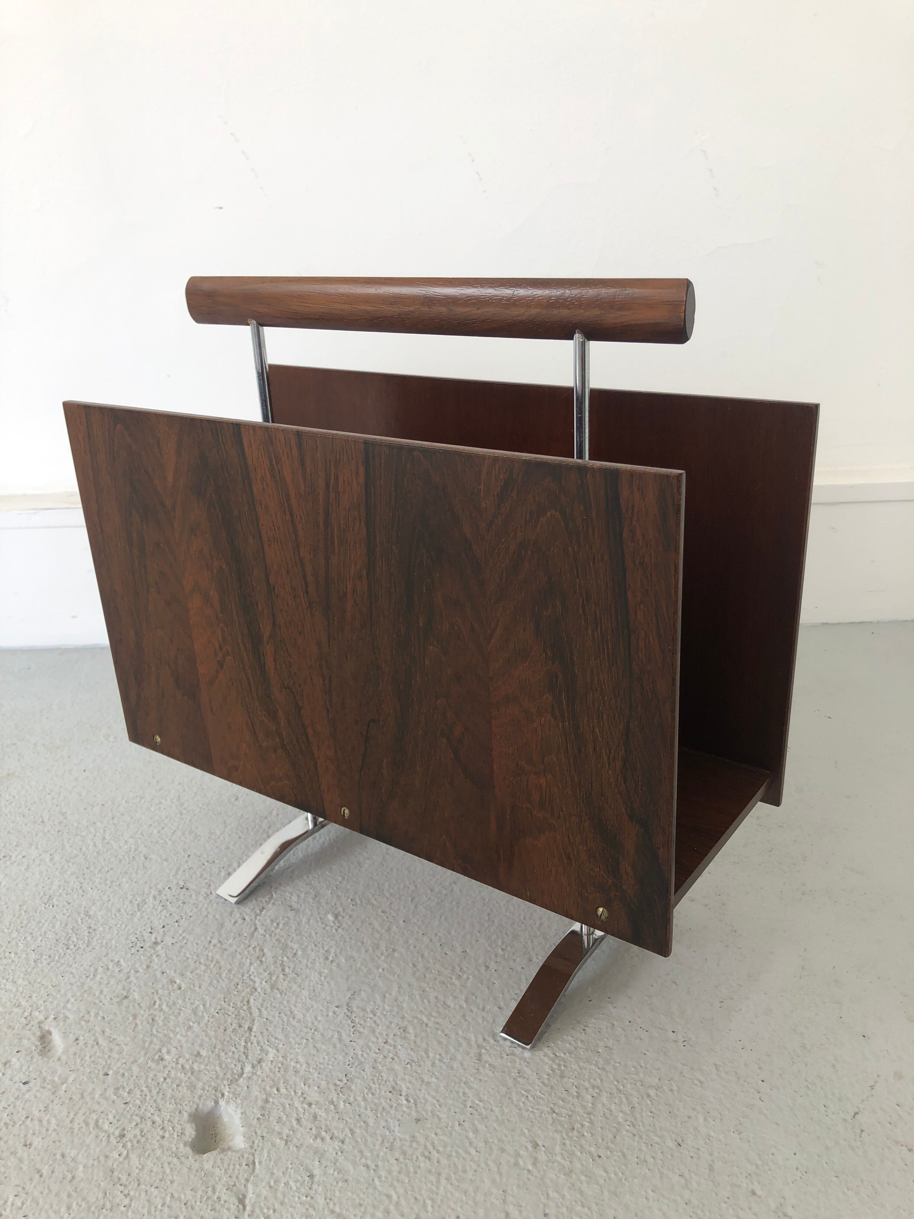 Vintage Magazine Rack in Wood, 1970s