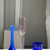 3 large Italian plates with blue stripes and lemons pattern