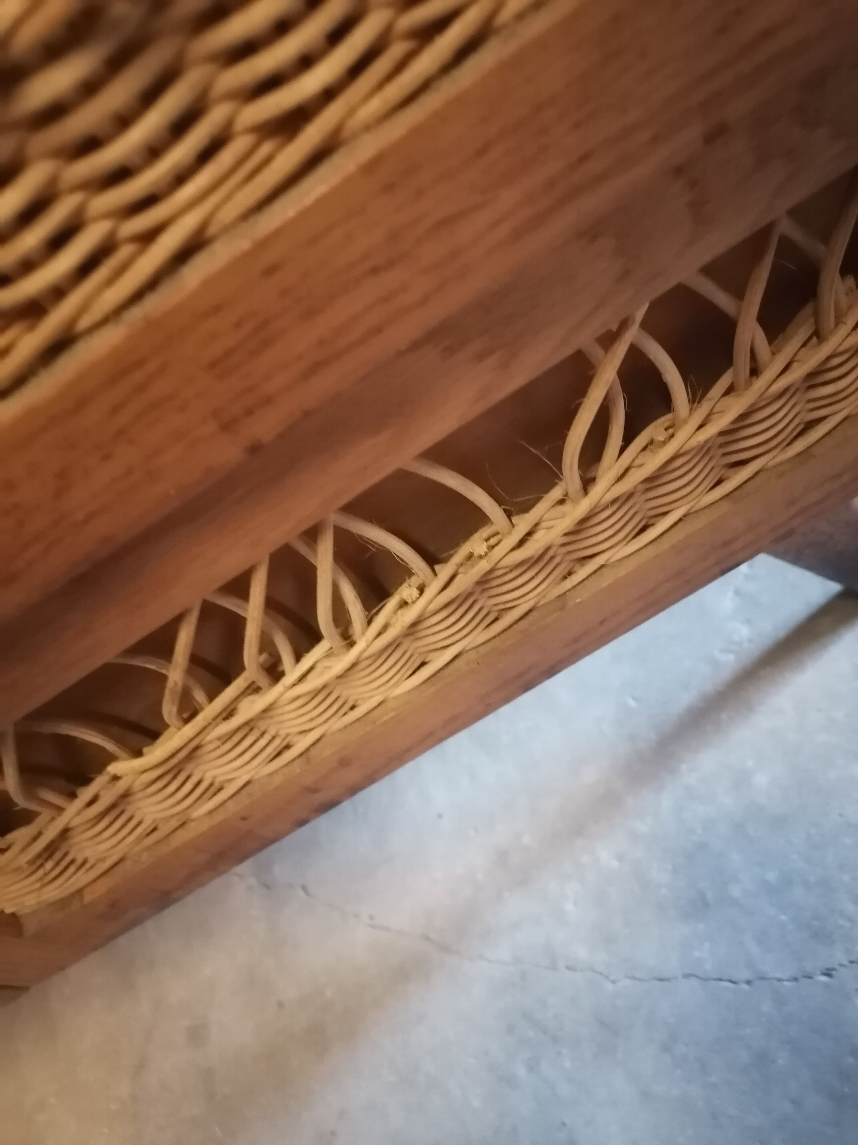 Children's wicker wooden wardrobe, 1960-70 vintage