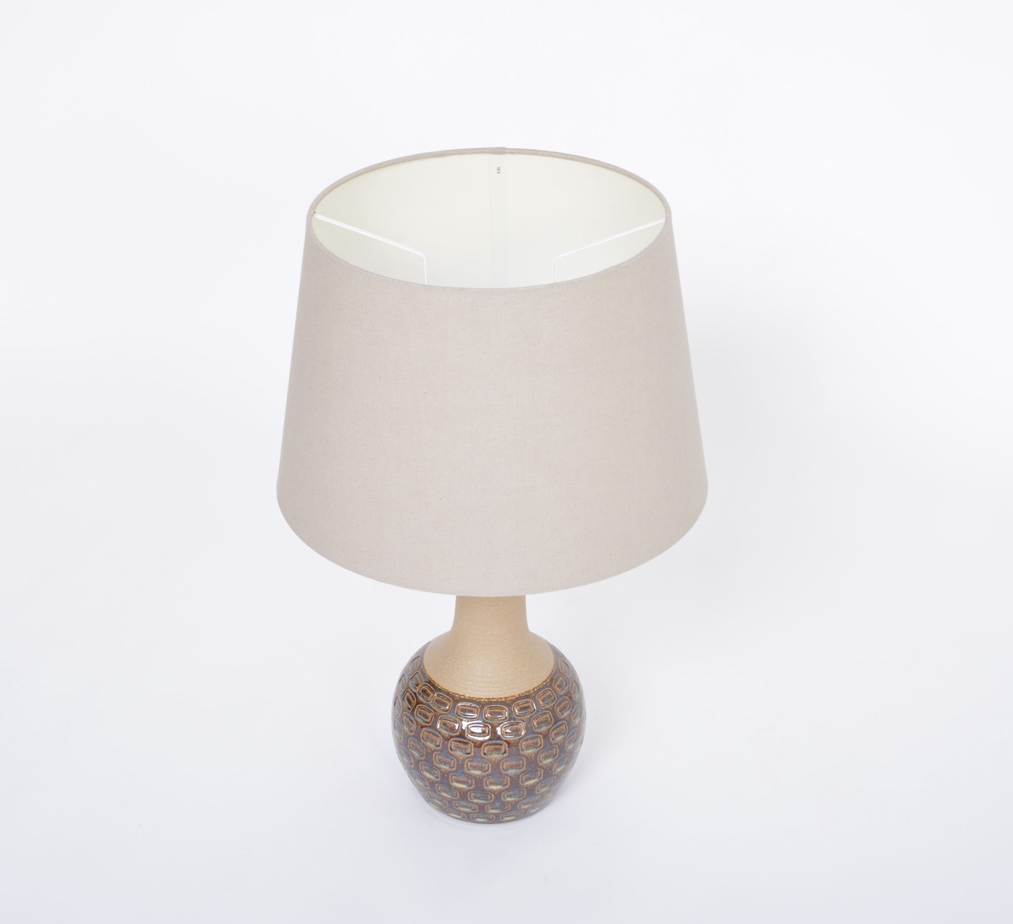 Handmade Danish Mid-Century Modern Stoneware Lamp with Graphic Pattern by Soholm
