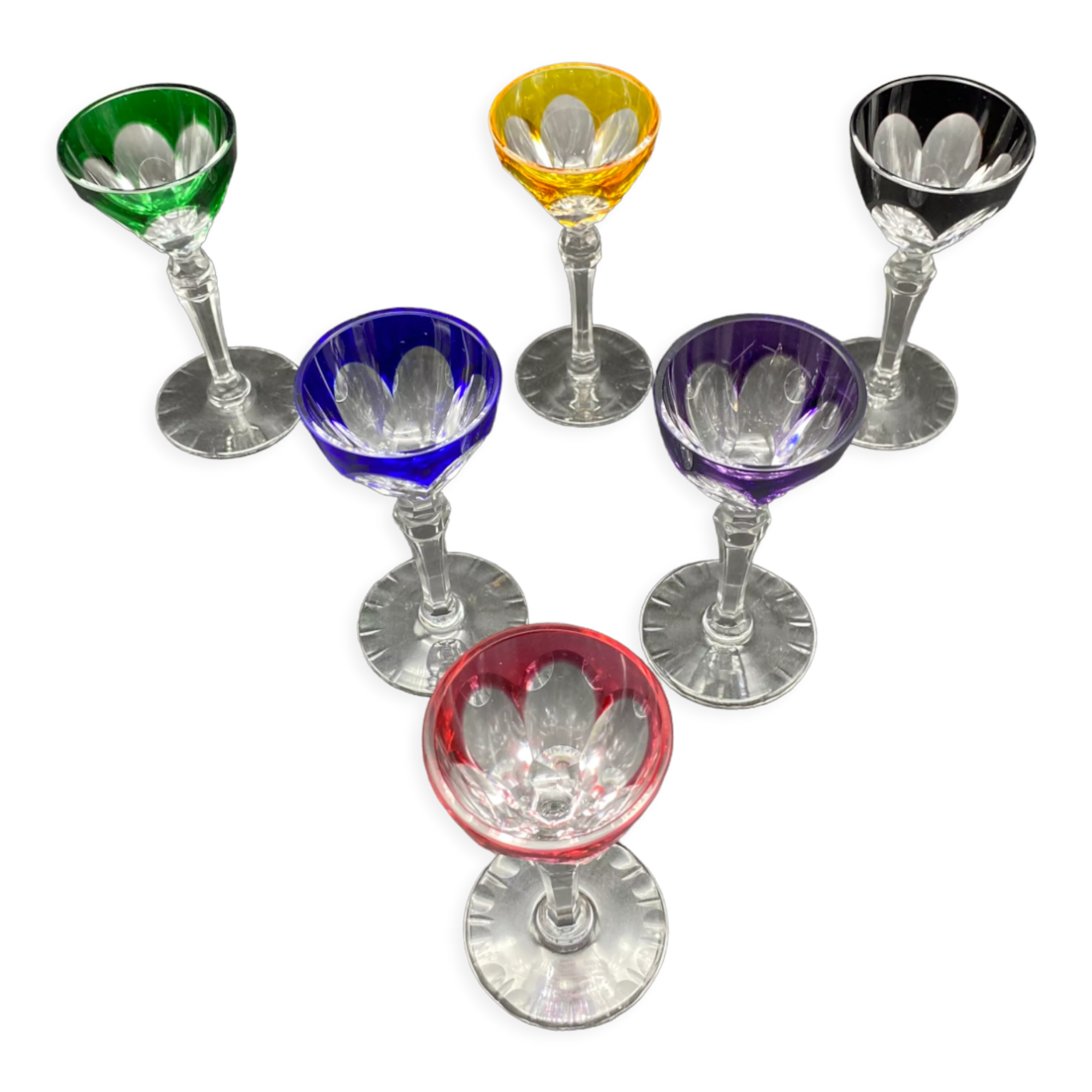 6 colored crystal port glass