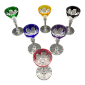 6 colored crystal port glass