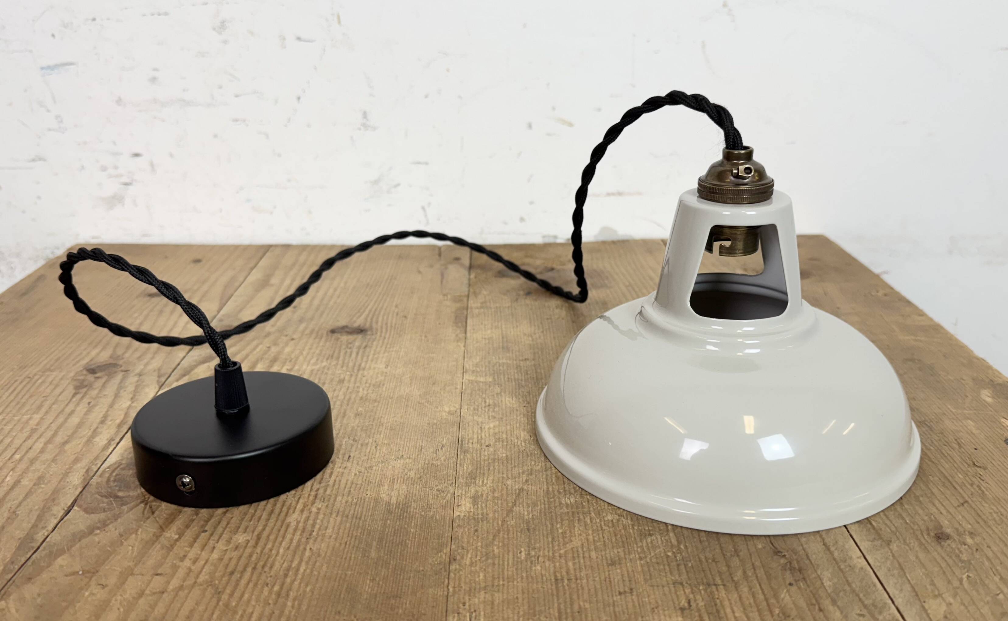 Vintage Industrial Beige Painted Ceiling Lamp, 2000s