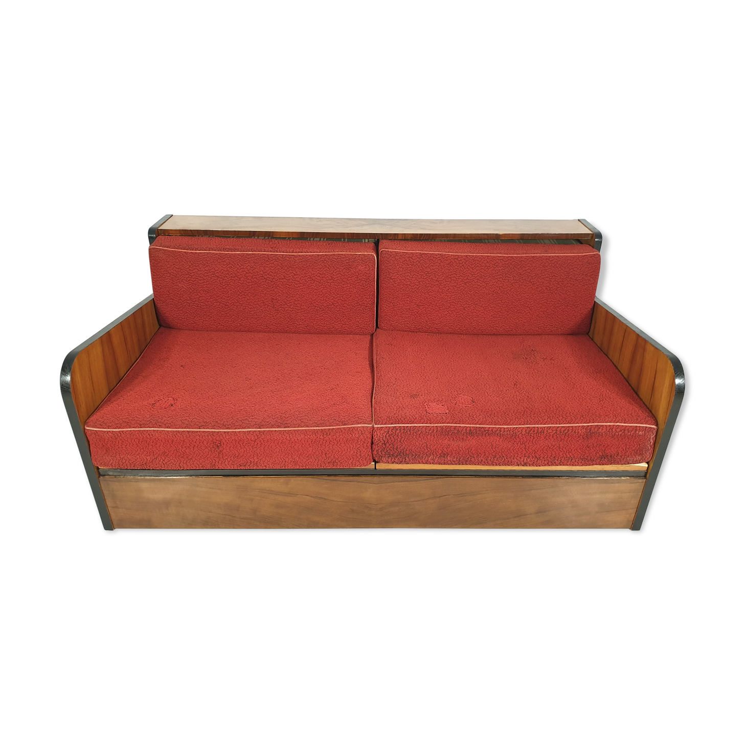 Art deco walnut sofa bed, 1960s