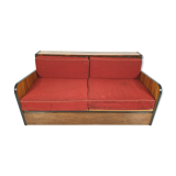 Art deco walnut sofa bed, 1960s