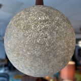 Resin and teak ball pendant light