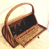60s wicker basket handbag
