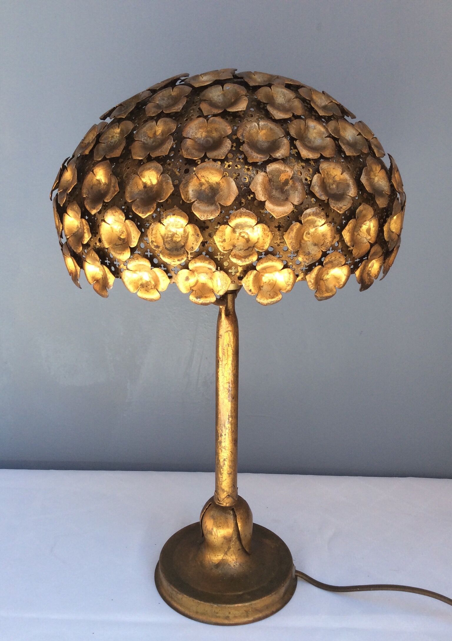 Golden metal lamp, 60s