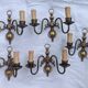 Set of 5 identical wall sconces in aged bronze, Dutch style.