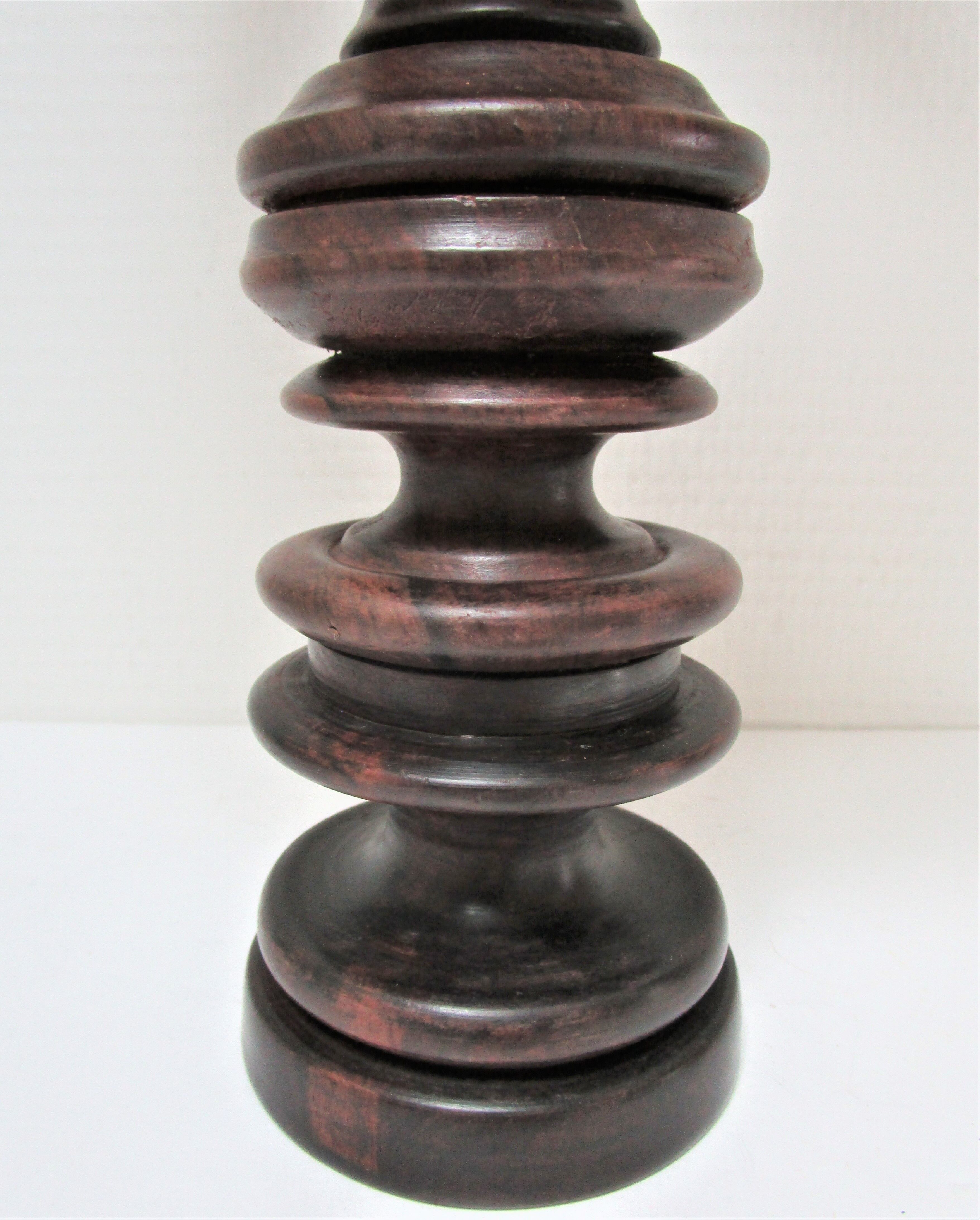 Wood lamp turned vintage rope blinds