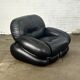 Okay armchair by Adriano Piazzesi in black leather with ottoman