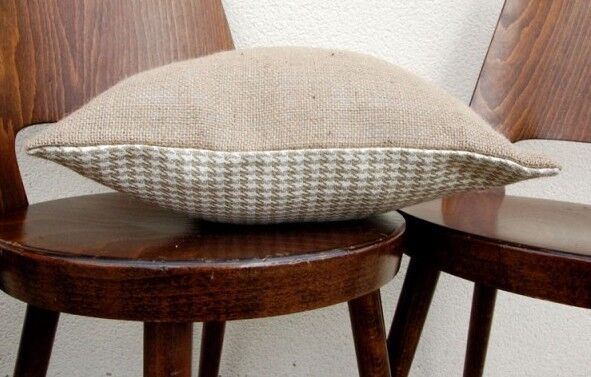 Coussin en lin "pied de poule" 40x40 cm