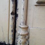 Porte d'entrée cintrée double en chêne, grilles et verre, XIXème