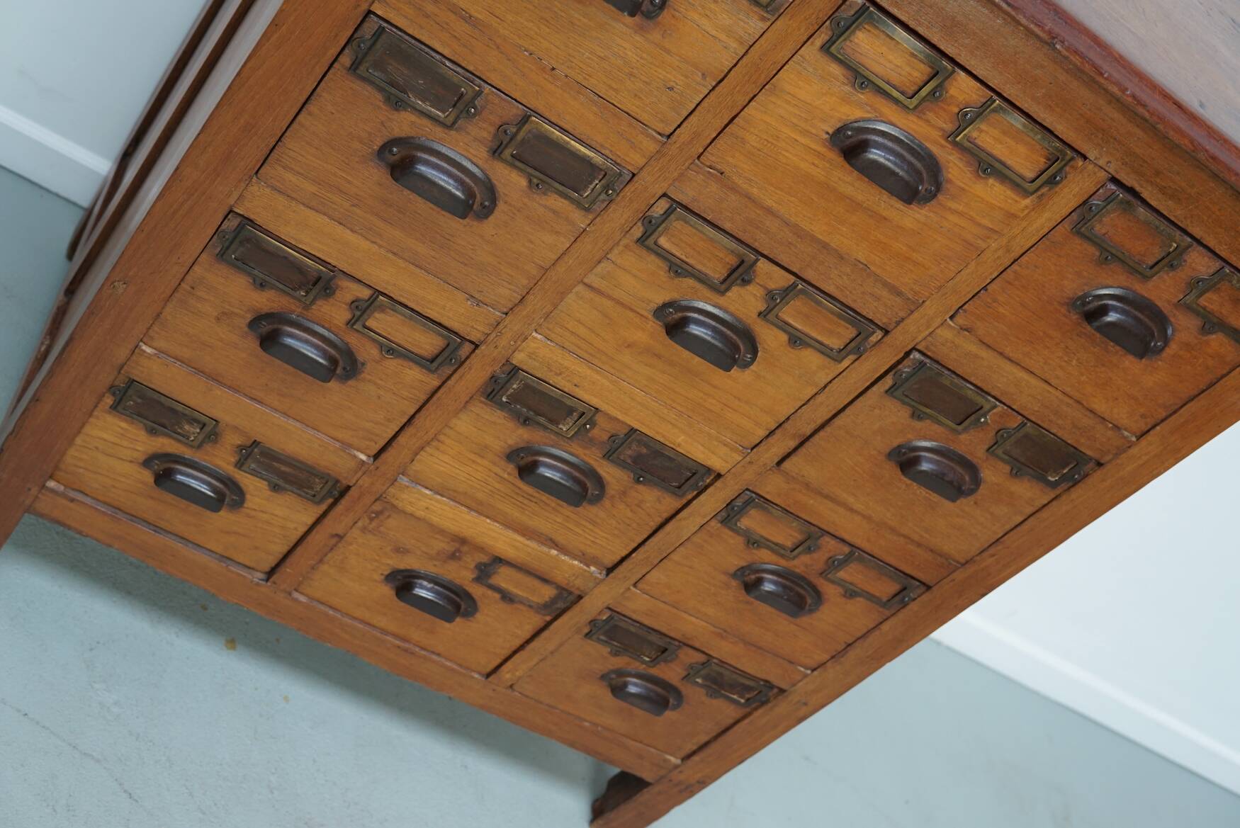 Vintage Dutch Teak Apothecary / Filing Cabinet, 1930s