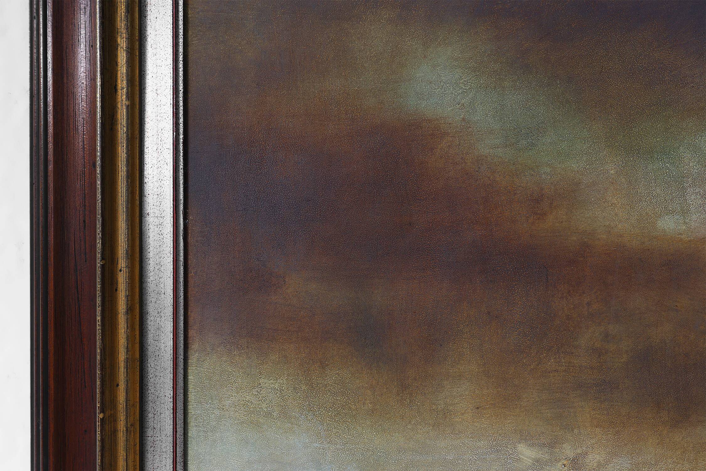 Large signed painting of a hay landscape from the Belgian painter Frank Bog