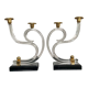 Pair of Hollywood Regency candlesticks in lucite and brass