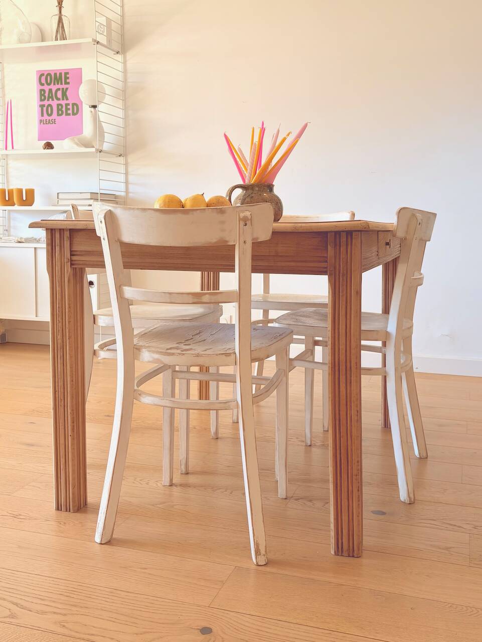 Art Deco sanded raw wood table