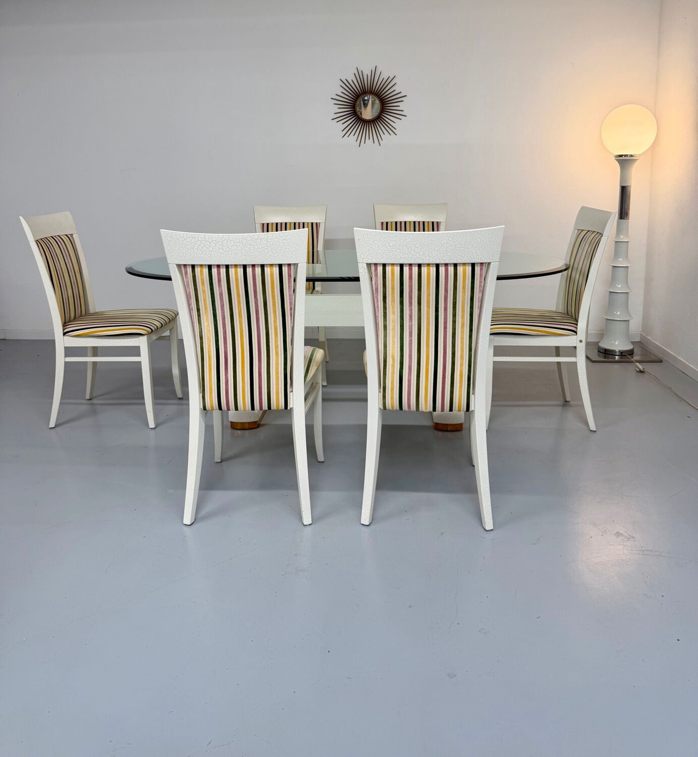 6 thonet gebruder designer chairs with crackle lacquer finish, 1980s vintage