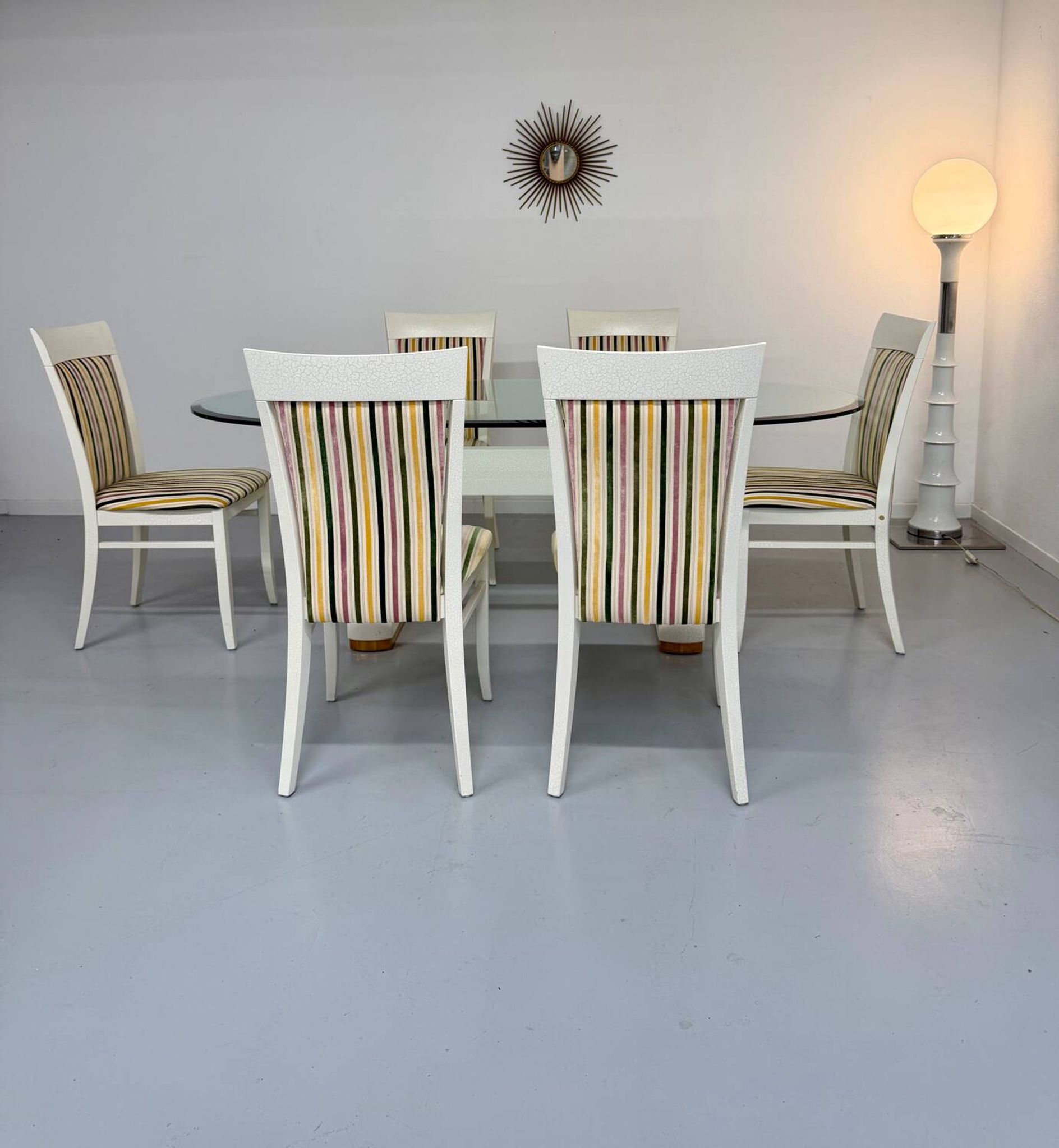 6 thonet gebruder designer chairs with crackle lacquer finish, 1980s vintage