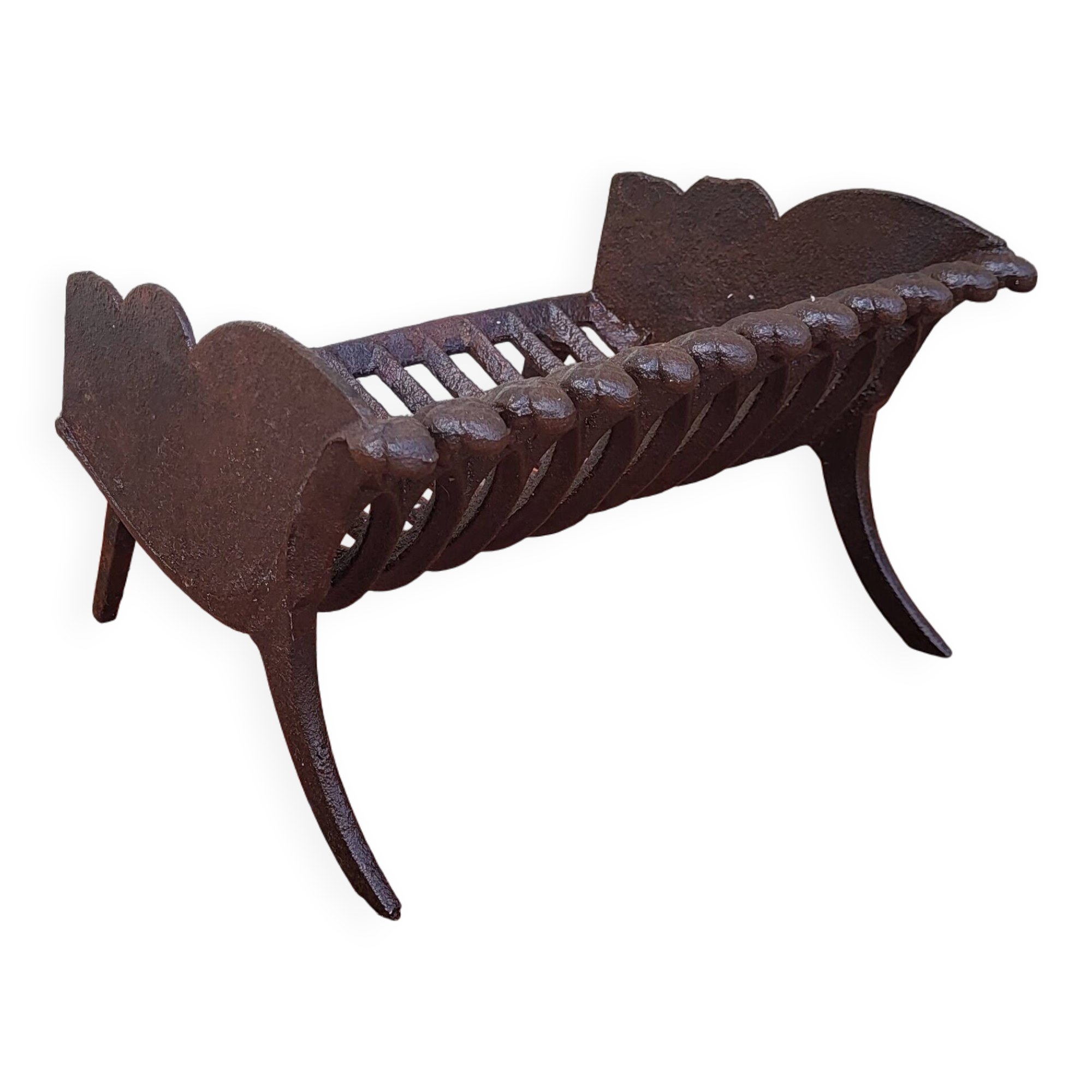 Cast iron fireplace basket log holder