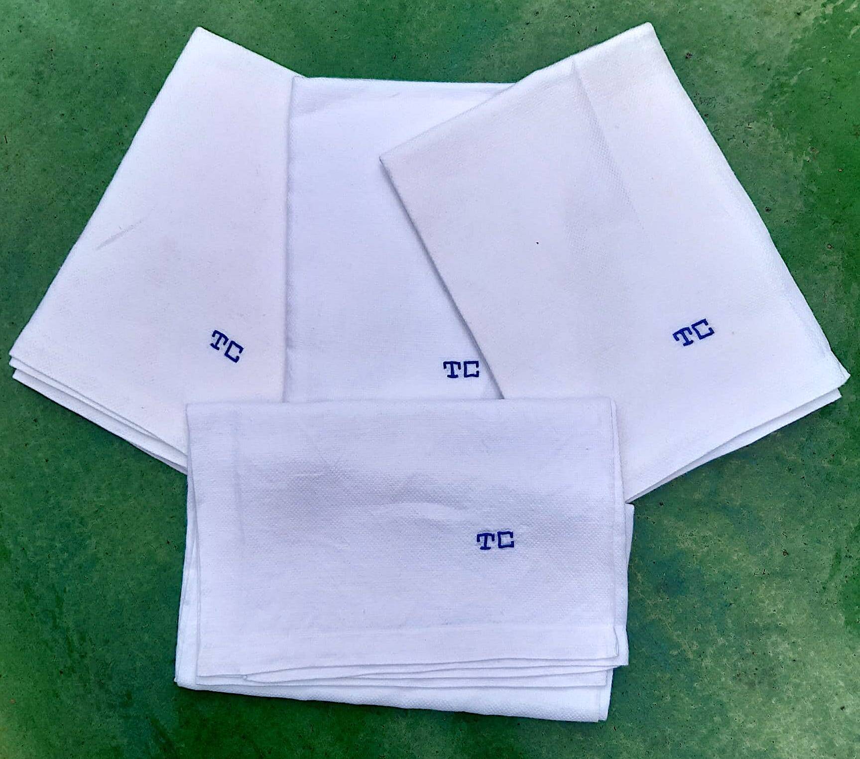 4 large TC monogrammed face towels