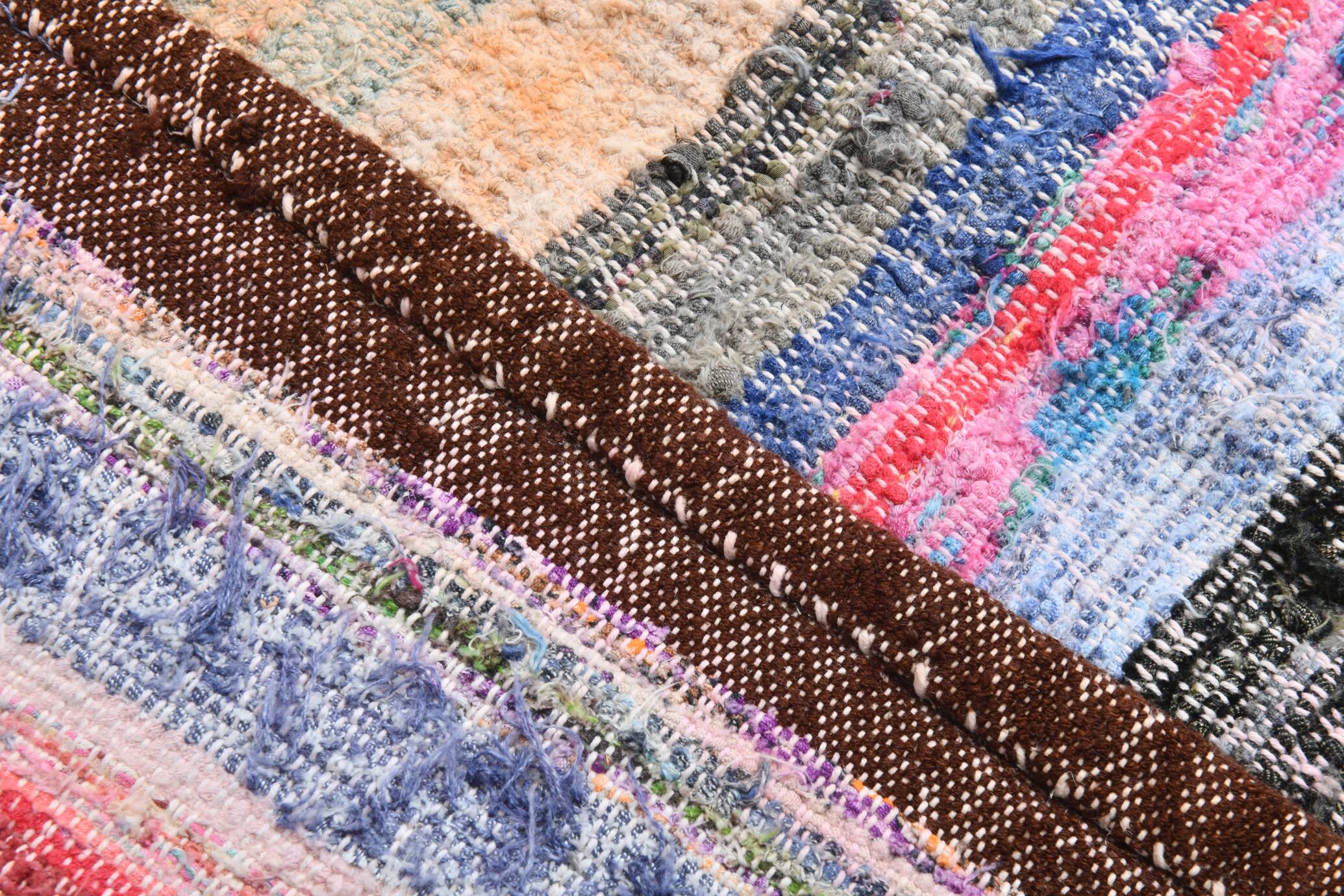 Multicolor Striped Modern Kilim Rug, 161x220Cm