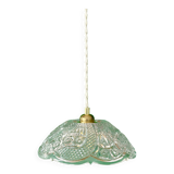 Suspension abat-jour vintage en verre travaillé - collection vaisselle -
