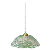 Suspension abat-jour vintage en verre travaillé - collection vaisselle -