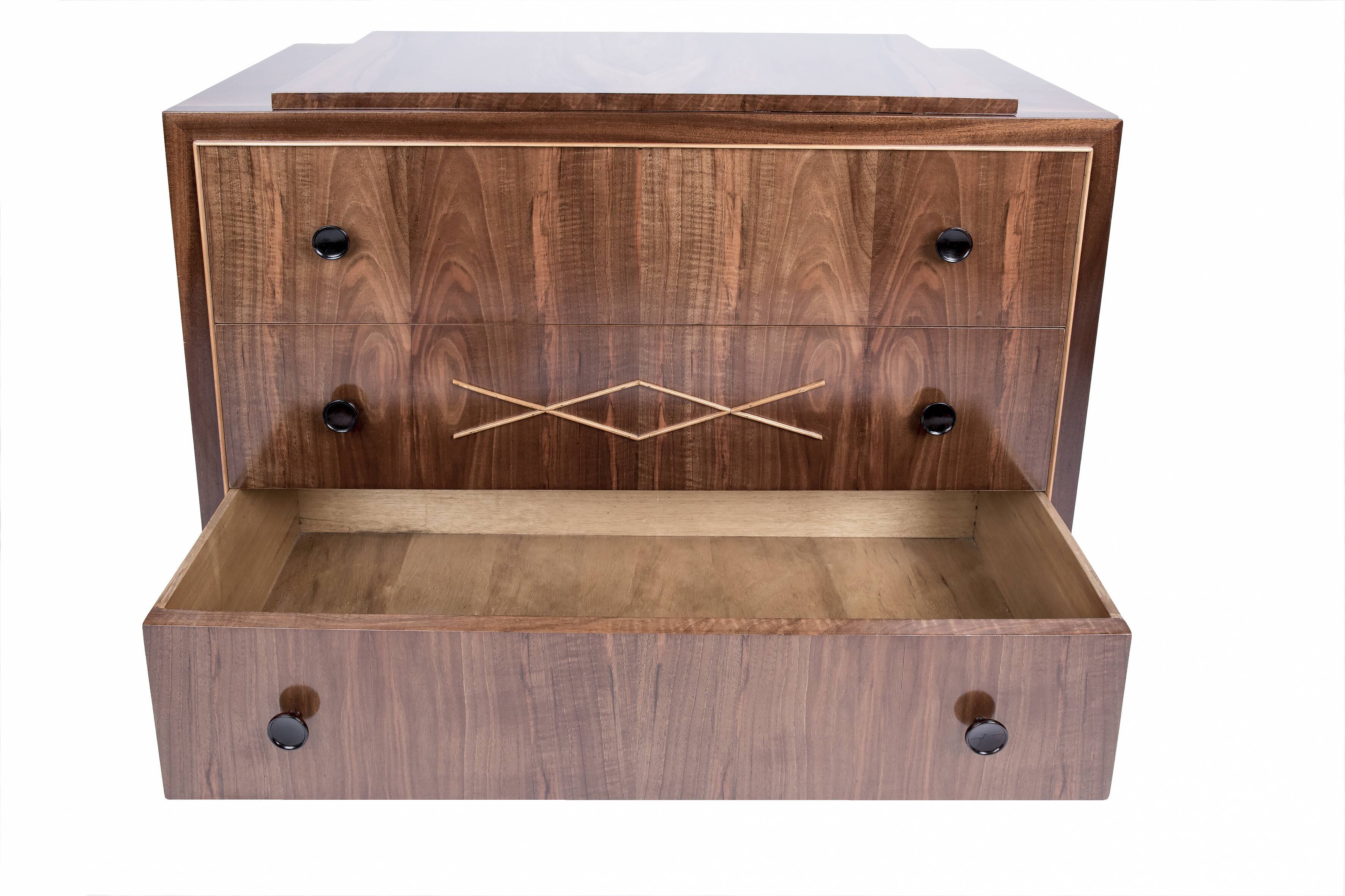 De Coene workshop art-deco walnut chest of drawers