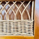 Vintage storage chest in wood and woven rattan