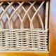 Vintage storage chest in wood and woven rattan
