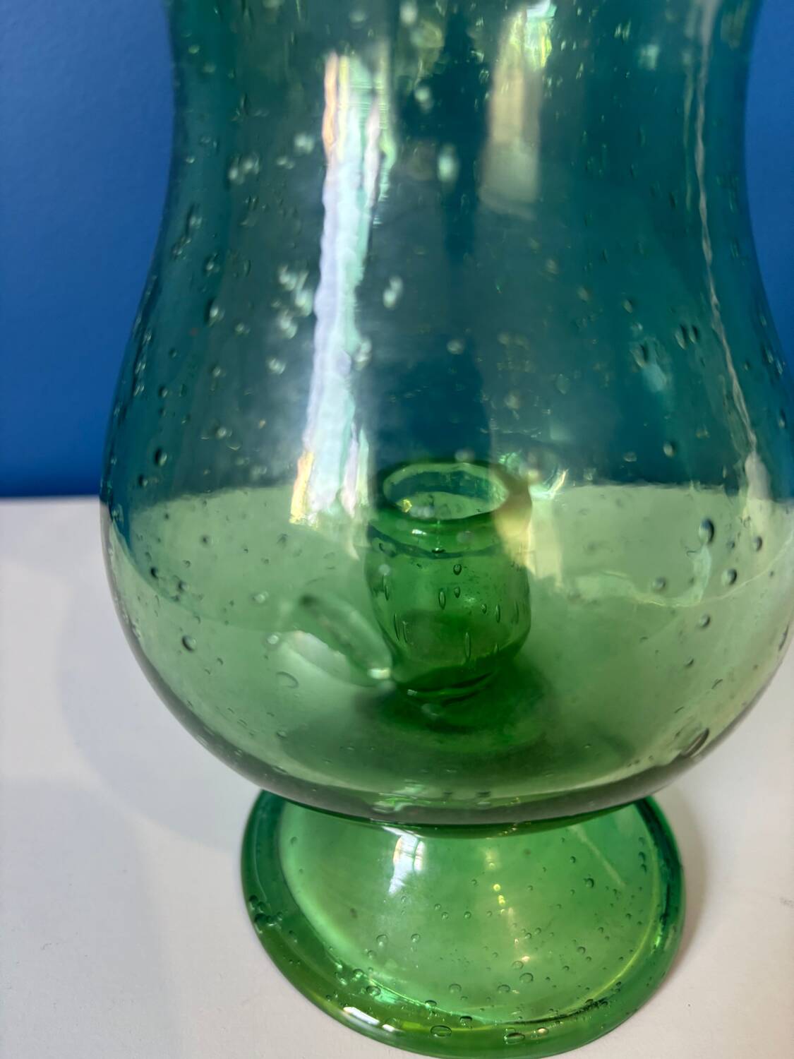 Vintage bubbled glass candle holder