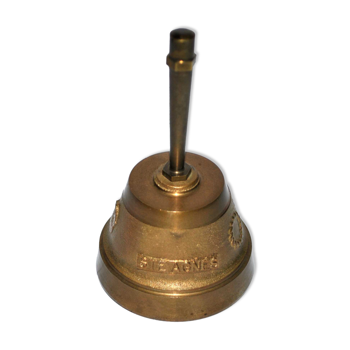 Clochette de table sainte agnès en bronze doré