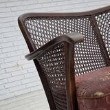 1950s, Danish 3-seater sofa, salmon/pink velour, furniture mesh.