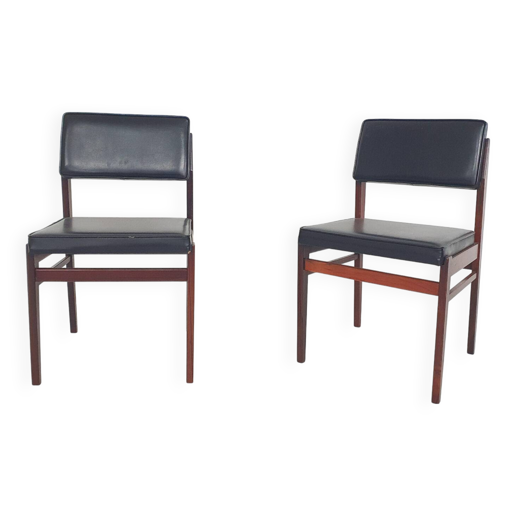 Set of 2 Topform dining chairs in black faux leather, The Netherlands 1950'