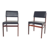 Set of 2 Topform dining chairs in black faux leather, The Netherlands 1950'