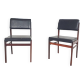 Ensemble de 2 chaises de salle à manger Topform en faux cuir noir, Pays-Bas 1950'.