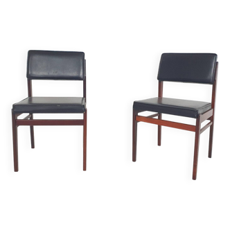 Set of 2 Topform dining chairs in black faux leather, The Netherlands 1950'
