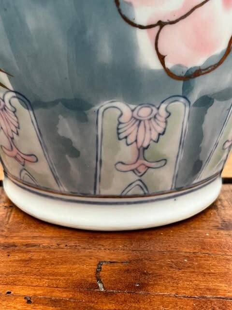 Vintage porcelain vase with hand-painted floral decoration, 36cm.