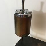 Modernist ashtray in black lacquered metal and brass