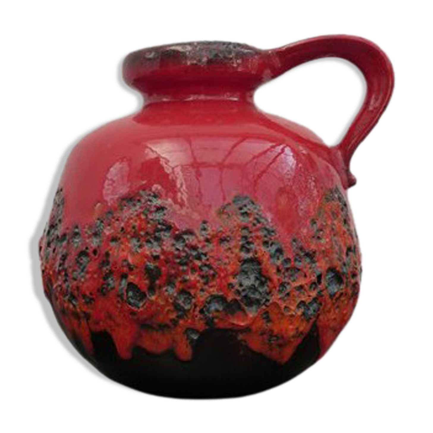 Scheurich West Germany 1960s red lash vase