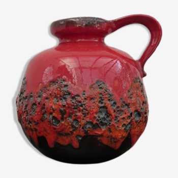 Vase rouge lave Scheurich West Germany années 1960