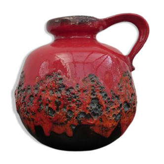 Vase rouge lave Scheurich West Germany années 1960