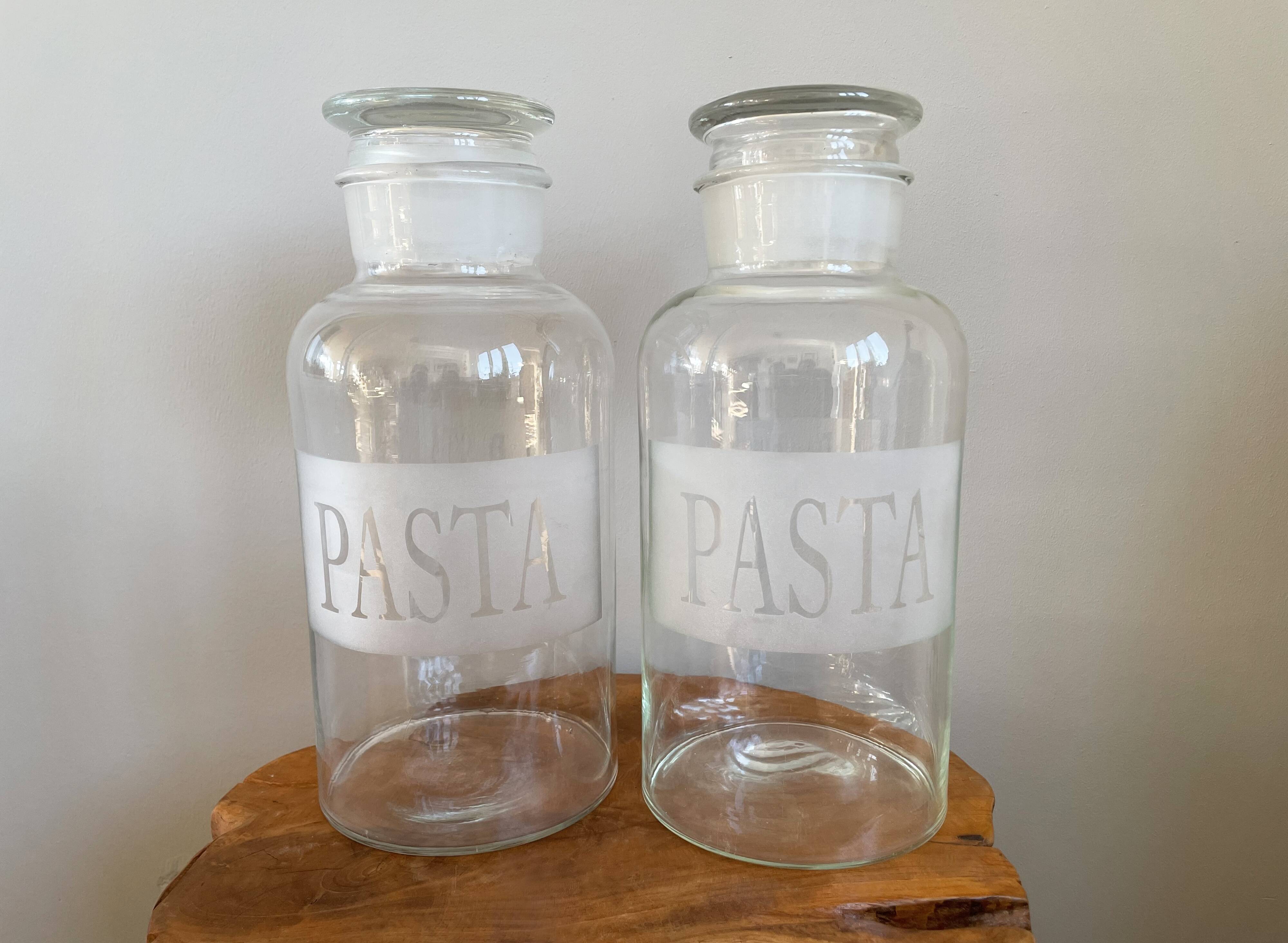 Set of 2 Large Glass Pasta Jars with Stopper Lids, 4 Litre Pasta Containers