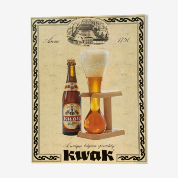 Old poster kwak reedition new cardboard belgian brewery beer