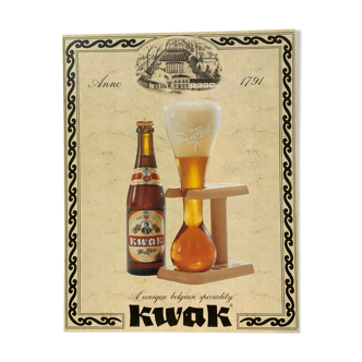 Affiche ancienne kwak reedition carton neuve brasserie biere belge